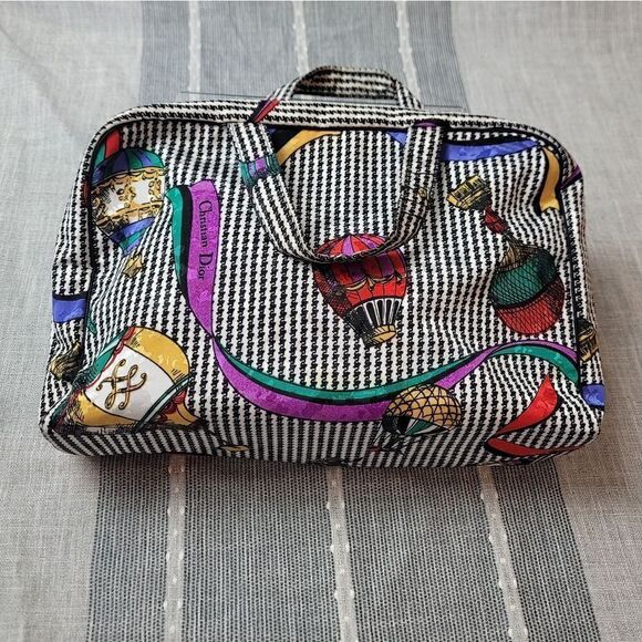 CHRISTIAN DIOR Vintage 90s Houndstooth And Ribbon Print Cosmetic Bags - Picture 2 of 16